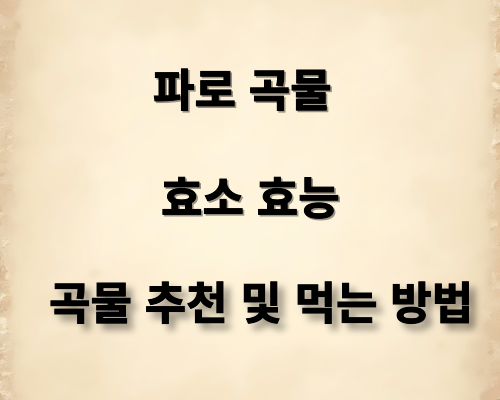 파로 곡물 효소 효능 곡물추천 및 먹는 방법